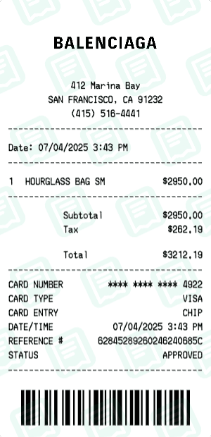 Balenciaga receipt template
