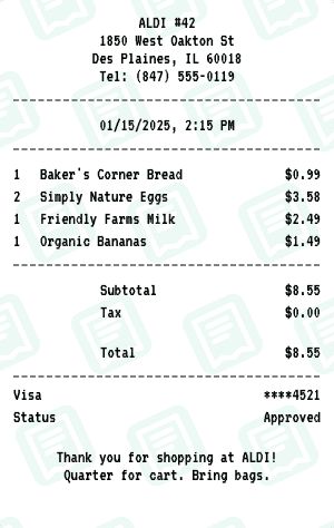 ALDI receipt template